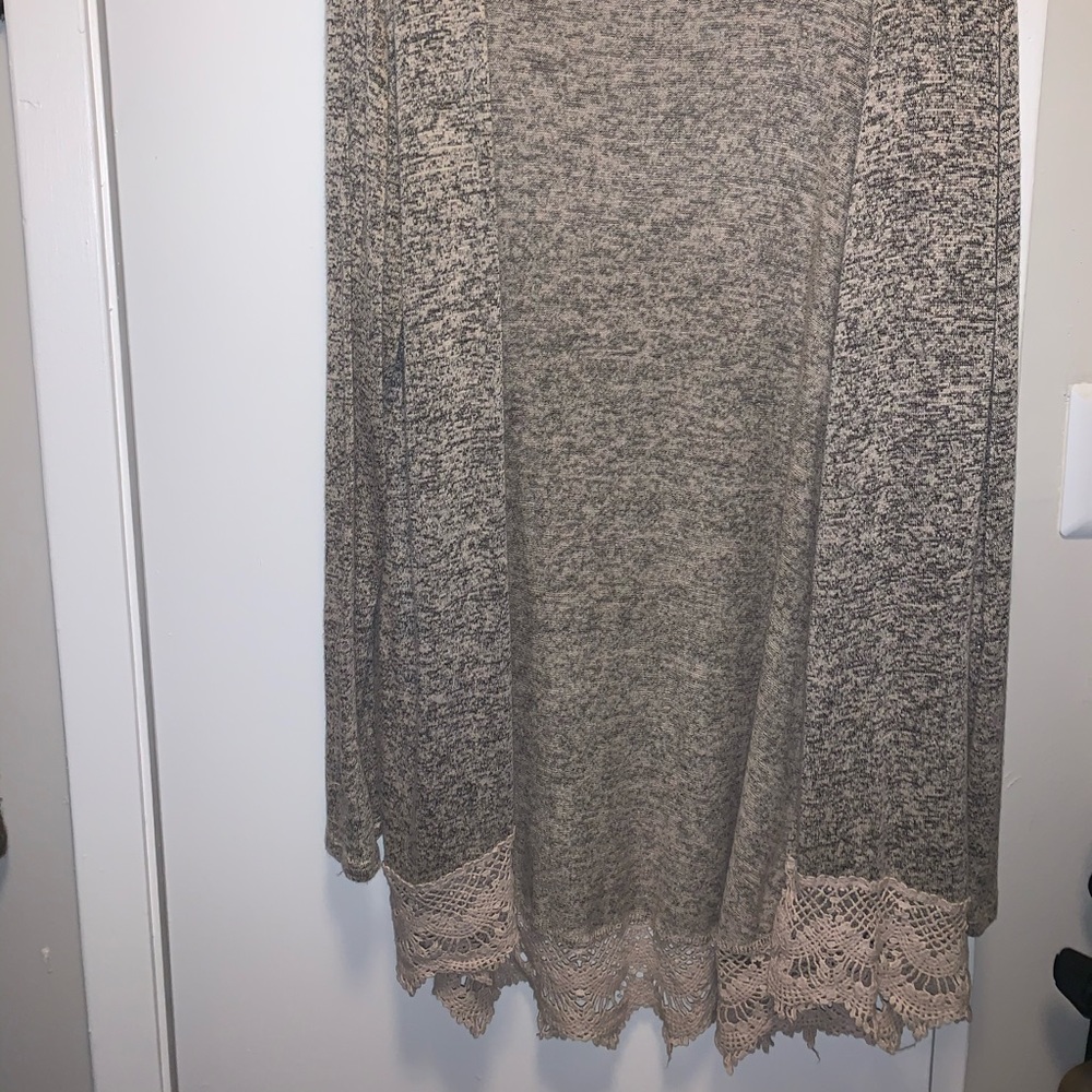 Lace trim long sweater